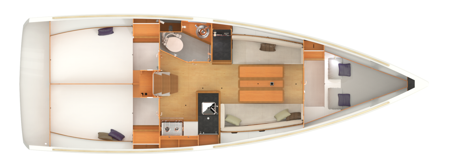 Sun Odyssey 349 3 cabin layout