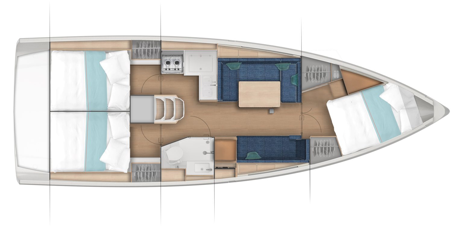 Sun Odyssey 380 Layout 3 Cabin / 1 TWC