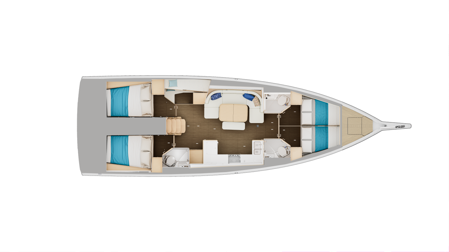 Sun Odyssey 455 4 Cabin 3 Bathroom layout
