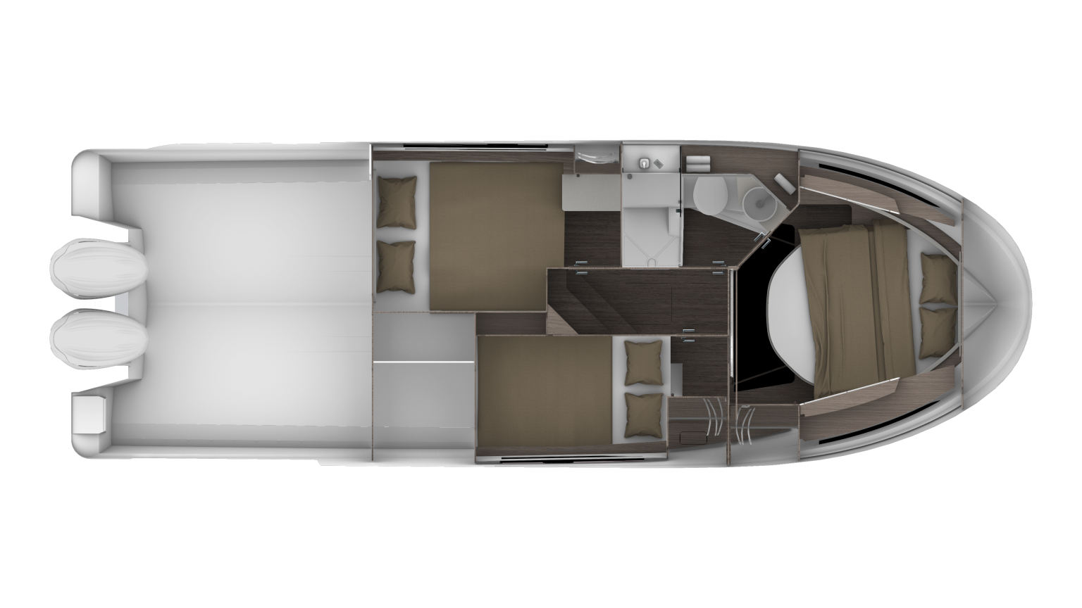 Merry Fisher 1095 Coupe Serie 2 Interior cabins with single portside bed layout